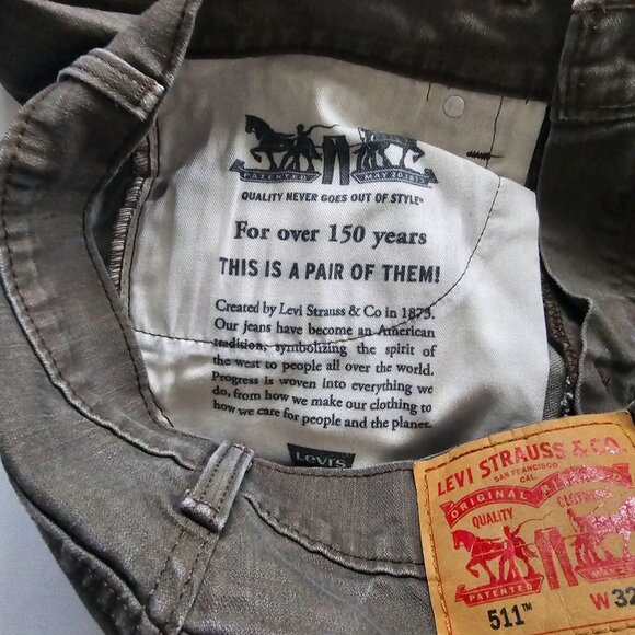 Levi Strauss & Co. Men's 511 Waterless ™ Slim Fit Denim Jeans Gray Size W32 L32 - Picture 6 of 13